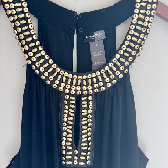 Bisou Bisou Black and Gold Jumpsuit - Picture 1 of 5